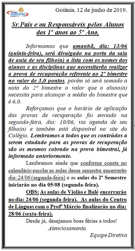 Encerramento das aulas de reforço – Colégio Desafio